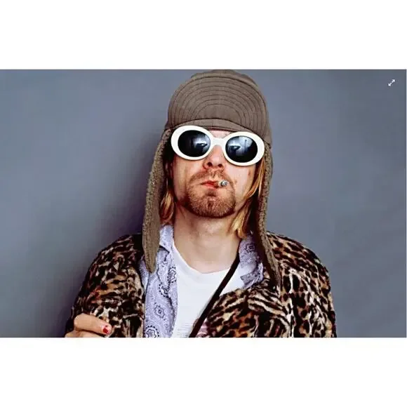 Kurt Cobain Sunglasses White Oval Shades Punk Grunge Retro Clout - Picture 2 of 7